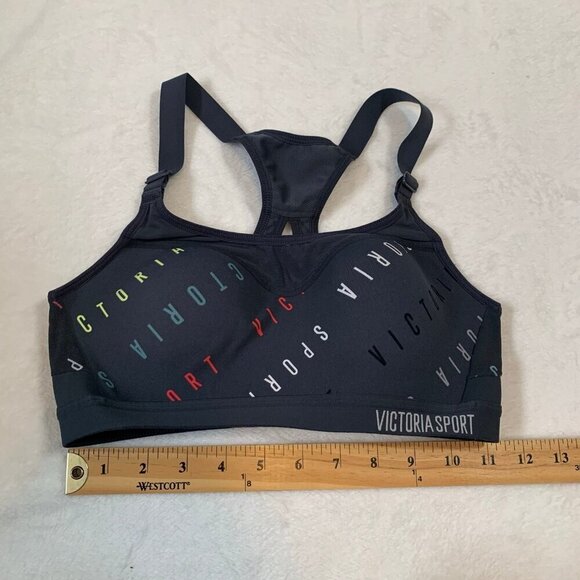 Victoria Sport 34B black racerback bra clasp pullover medium impact sports bra - Picture 3 of 8